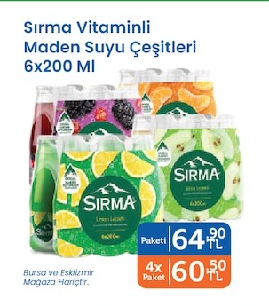 Sırma Vitaminli Maden Suyu Çeşitleri 6X200 Ml