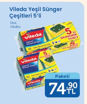 Vileda Yeşil Sünger Çeşitleri 5'Li Paket