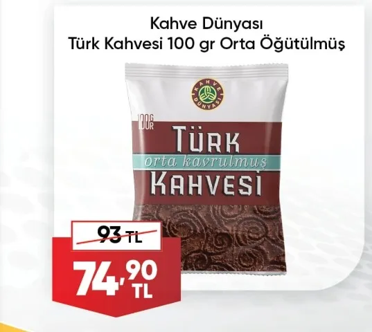 Kahve Dünyası Türk Kahvesi 100 Gr Orta Öğütülmüş