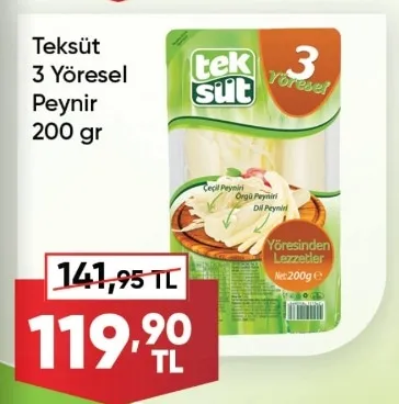 Teksüt 3 Yöresel Peynir 200 Gr