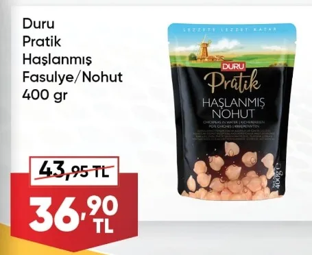Duru Pratik Haşlanmış Fasulye/Nohut 400 Gr
