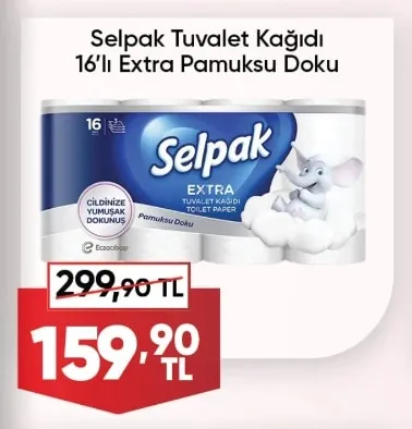 Selpak Tuvalet Kağıdı 16'Lı Extra Pamuksu Doku