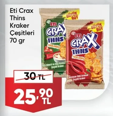 Eti Crax Thins Kraker Çeşitleri 70 Gr