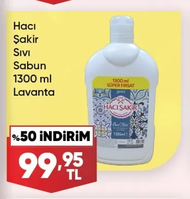 Hacı Şakir Sıvı Sabun 1300 Ml Lavanta