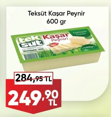 Teksüt Kaşar Peynir 600 Gr