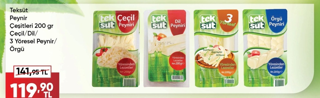 Teksüt Peynir Çeşitleri 200 Gr Çeçil/Dil/3 Yöresel Peynir/Örgü
