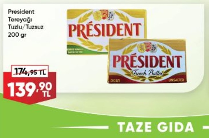 President Tereyağı Tuzlu/ Tuzsuz 200 Gr