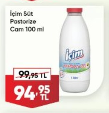 Içim Süt Pastorize Cam 100 Ml