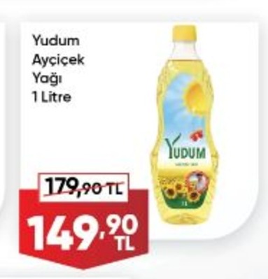 Yudum Ayçiçek Yağı 1 Litre