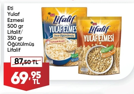 Eti Yulaf Ezmesi 500 Gr Lifalif/ 350 Gr Öğütülmüş Lifalif