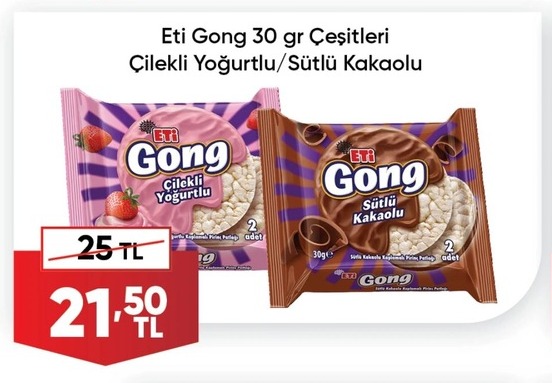 Eti Gong 30 Gr Çeşitleri Çilekli Yoğurtlu/Sütlü Kakaolu