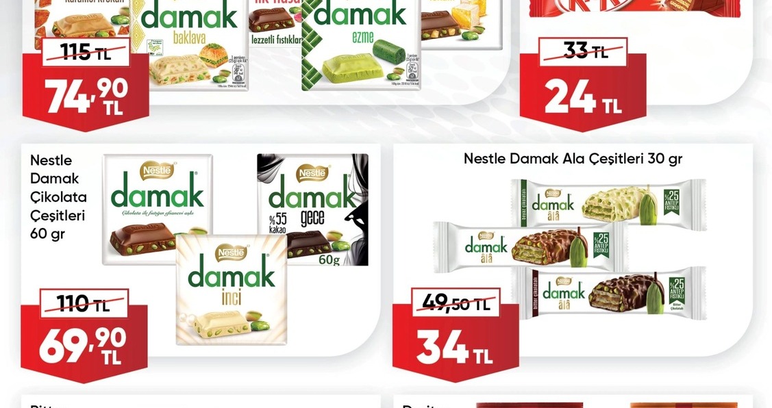 Nestle Damak Çikolata Çeşitleri 60 Gr