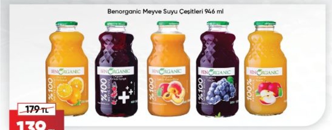 Benorganic Meyve Suyu Çeşitleri 946 Ml