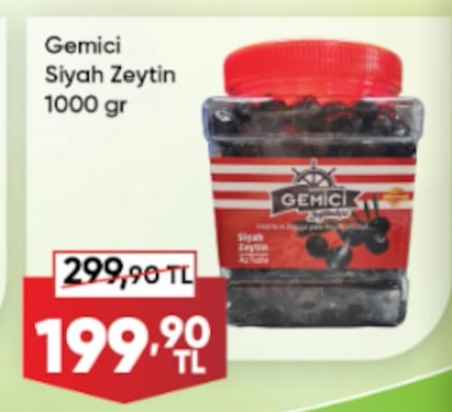 Gemici Siyah Zeytin 1000 Gr