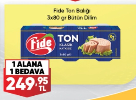 Fide Ton Balığı 3X80 Gr Bütün Dilim