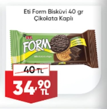 Eti Form Bisküvi 40Gr Çikolata Kaplı