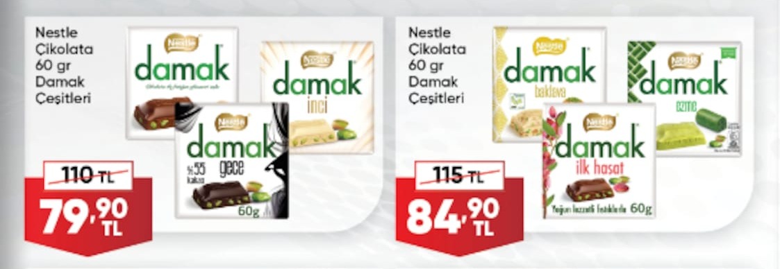 Nestle Damak Çikolata Çeşitleri 60G Damak
