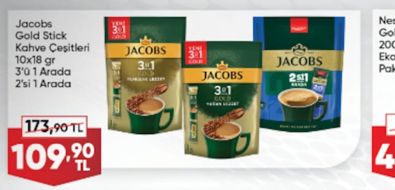 Jacobs Gold Stick Kahve Çeşitleri 10X18Gr 3'Ü 1 Arada 2'Si 1 Arada
