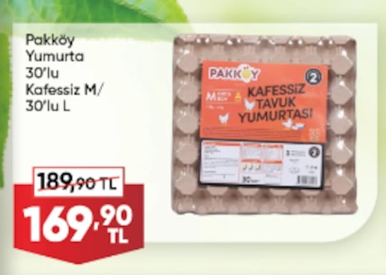 Pakköy Yumurta 30'Lu Kafessiz M/ 30'Lu L