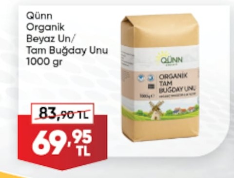Qünn Organik Beyaz Un/Tam Buğday Unu 1000 Gr