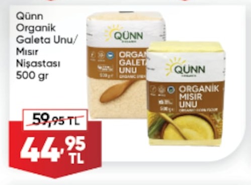 Qünn Organik Galeta Unu / Mısır Nişastası 500Gr