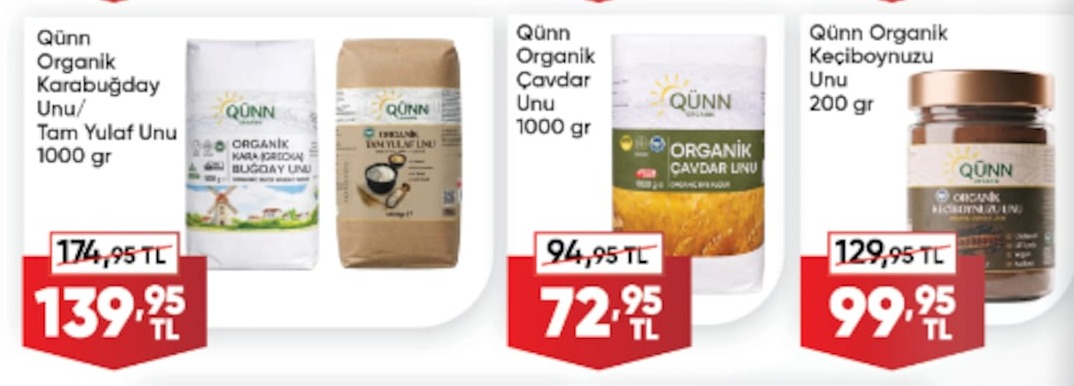 Qünn Organik Karabuğday Unu / Tam Yulaf Unu 1000Gr