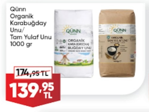 Qünn Organik Karabuğday Unu/ Tam Yulaf Unu 1000 G