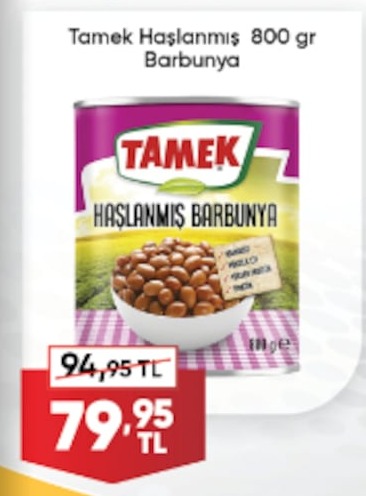 Tamek Haşlanmış Barbunya 800 G
