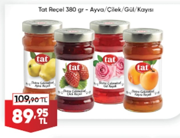 Tat Reçel 380 Gr - Ayva/Çilek/Gül/Kayısı