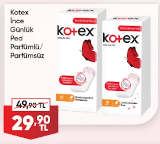 Kotex İnce Günlük Ped Parfümlü/Parfümsüz 16 Adet