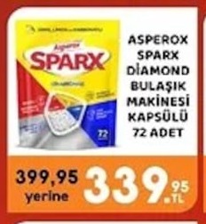 Asperox Sparx Diamond Bulaşik Makinesi Kapsülü 72 Adet