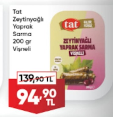 Tat Zeytinyağlı Yaprak Sarma 200 Gr Vişneli