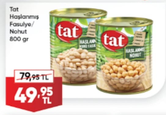 Tat Haşlanmış Fasulye / Nohut 800 Gr