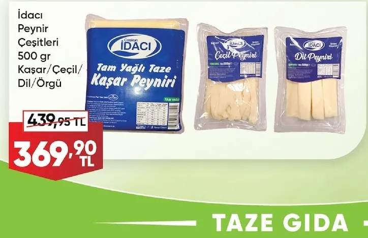 İdaci Peynir Çeşitleri 500 Gr Kaşar/ Çeçil/ Dil/ Örgü