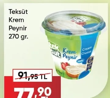 Teksüt Krem Peynir 270 Gr