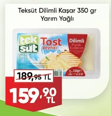 Teksüt Dilimli Kaşar 350 Gr Yarım Yağlı