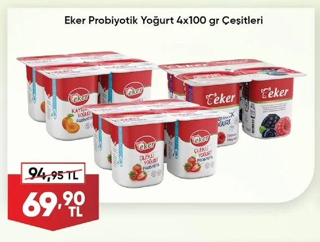 Eker Probiyotik Yoğurt 4X100 Gr Çeşitleri