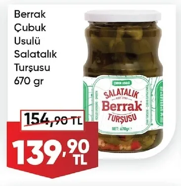 Berrak Çubuk Usulü Salatalık Turşusu 670 Gr