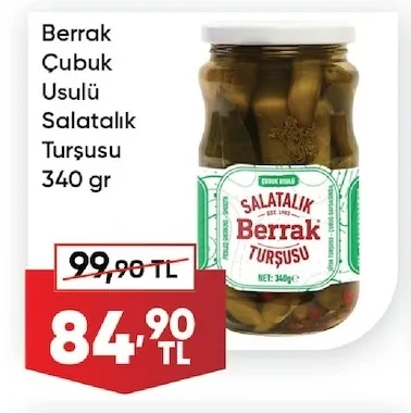 Berrak Çubuk Usulü Salatalık Turşusu 340 Gr