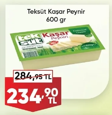 Teksüt Kaşar Peynir 600 Gr