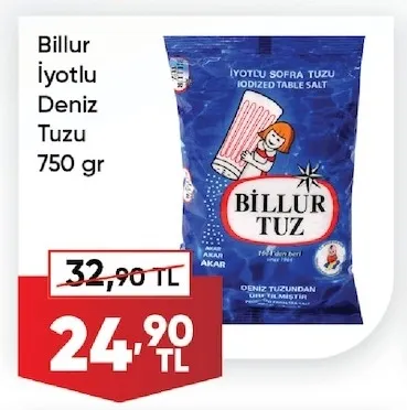 Billur İyotlu Deniz Tuzu 750 Gr