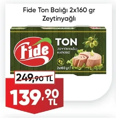 Fide Ton Balığı 2X160 Gr Zeytinyağlı