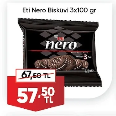 Eti Nero Bisküvi 3X100 Gr