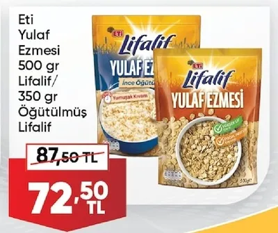 Eti Yulaf Ezmesi 500 Gr Lifalif/ 350 Gr Öğütülmüş Lifalif