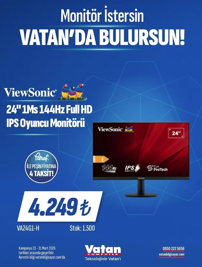 Viewsonic 24" 1Ms 144Hz Full Hd Ips Oyuncu Monitörü