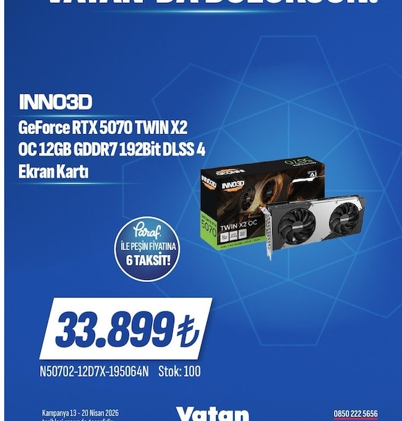 Inno3D Geforce Rtx 5070 Twin X2 Oc 12Gb Gddr7 192Bit Dlss 4 Ekran Kartı