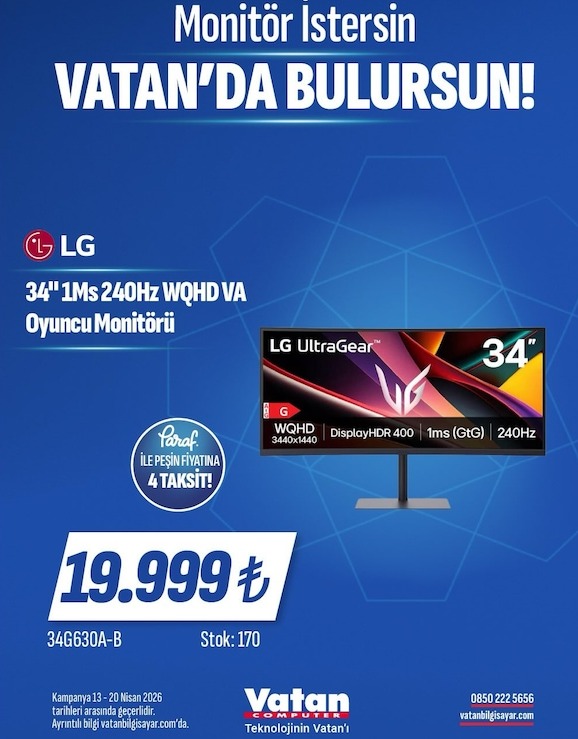 Lg 34" 1Ms 240Hz Wqhd Va Oyuncu Monitörü