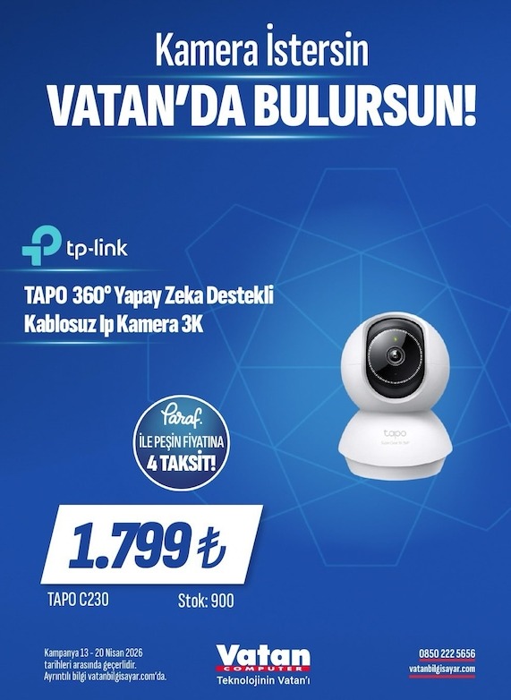 Tp-Link Tapo 360° Yapay Zeka Destekli Kablosuz Ip Kamera 3K