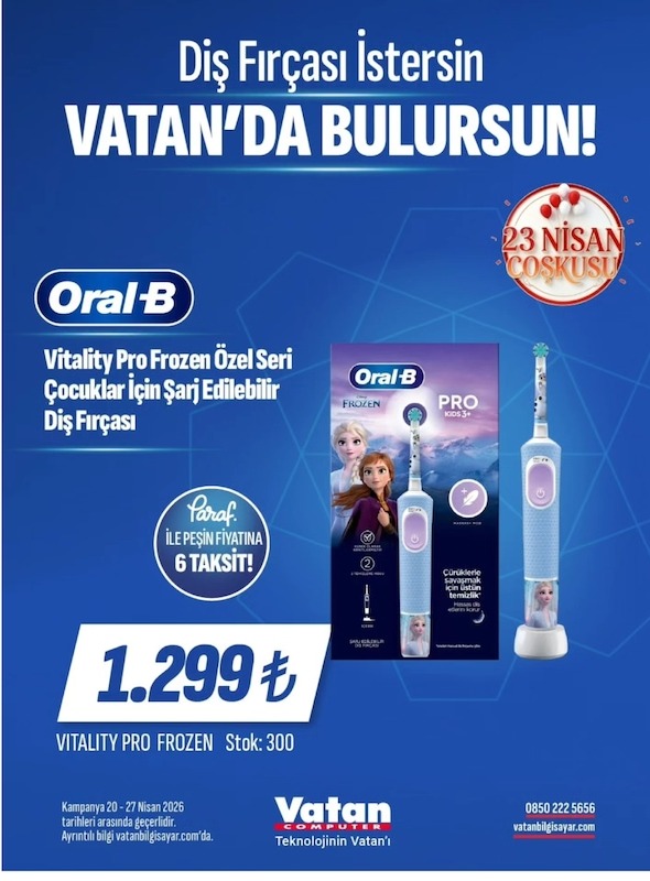 Oral-B Vitality Pro Frozen Özel Seri Çocuklar İçin Şarj Edilebilir Diş Fırçası