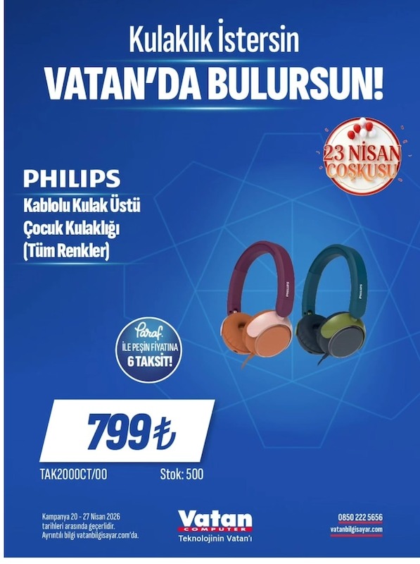 Philips Kablolu Kulak Üstü Çocuk Kulaklığı